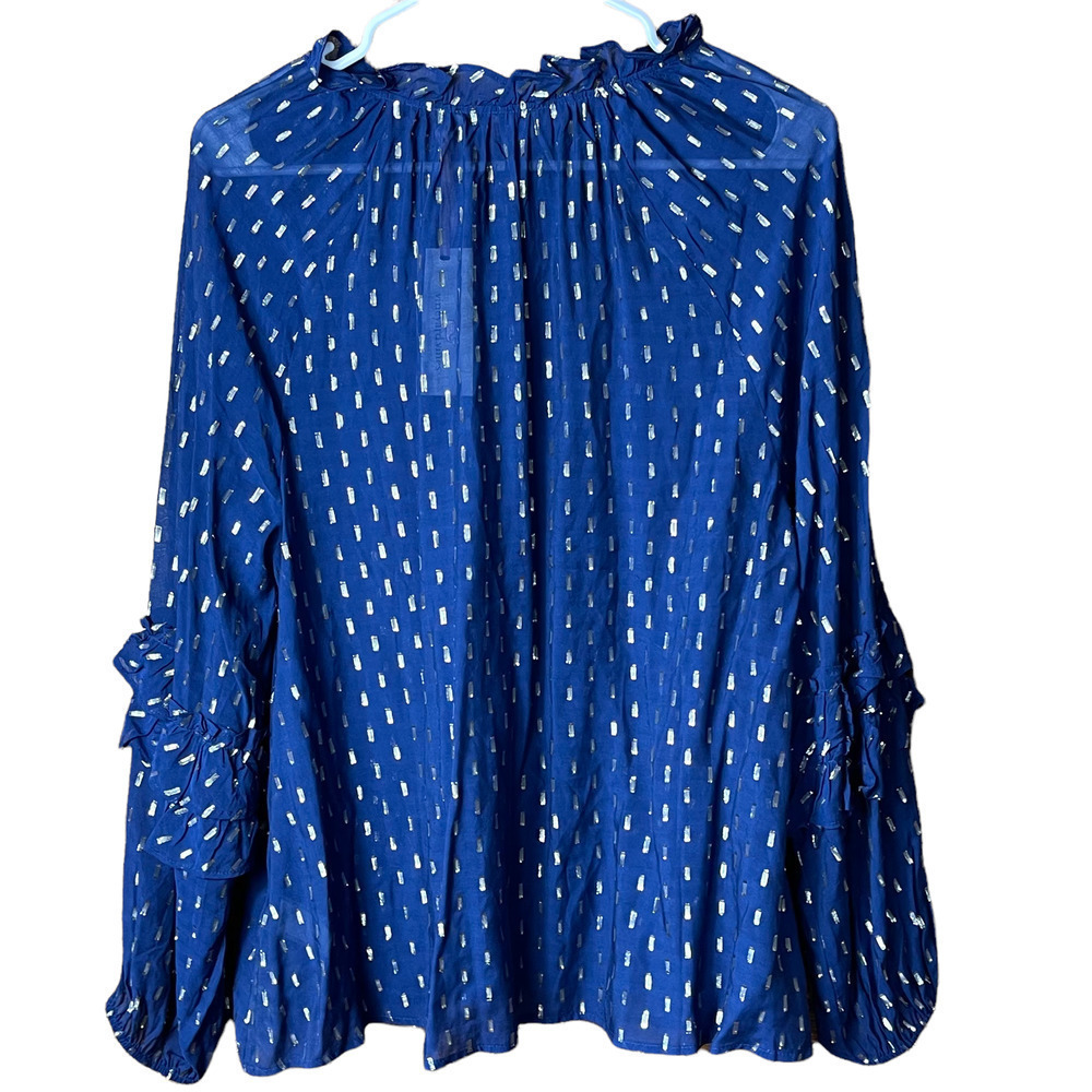 VINEYARD Vines Lurex Clip Dot Blouson Sleeve Top